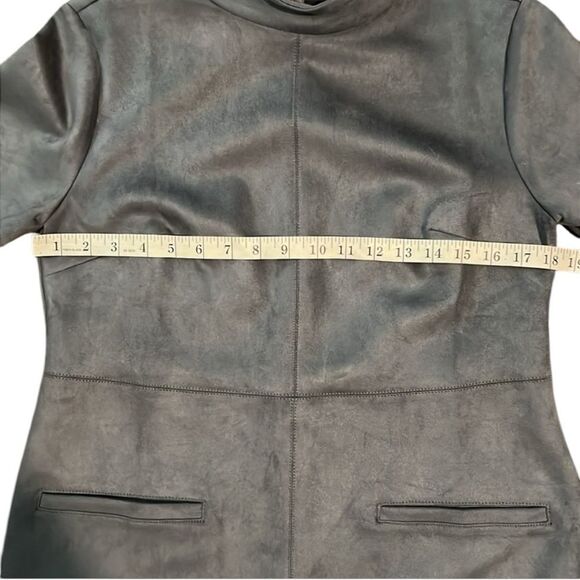 Ann Taylor Faux Suede Dress Short Sleeve Mock Neck - Picture 4 of 5